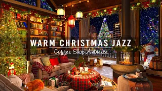 Cozy Christmas Coffee Shop Ambience & Smooth Christmas Jazz Instrumental Music with Fireplace Sounds