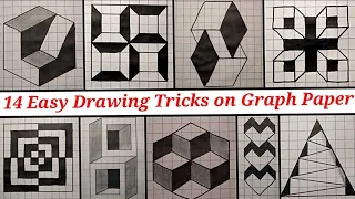 14 Easy Drawing Tricks on Graph Paper | #3Ddrawing #Opticalillusions on Graph Paper | Ashar 2M