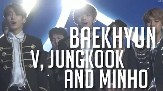 BTS V & JungKook, EXO Baekhyun and Shinee Minho Reaction to Bi Rain - Rainism @ Golden Disc Awards