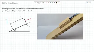 Obliczenia układu z tarciem - bloczek na równi pochyłej (zadanie podstawowe)