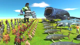 Melee Weapon War - Water Team VS Melee Weapon Team - Animal Revolt Battle Simulator