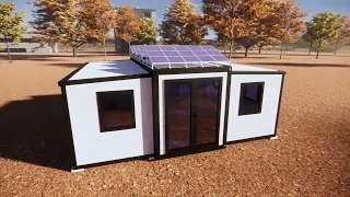 20-foot eco-friendly solar-powered cabin, Feeker expandable container house