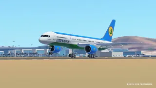 Uzbekistan airline Boeing 757 taking off | Ready for departure| Infinite flight simulator