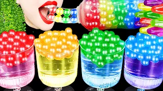 ASMR RAINBOW DRINKS *DRINKABLE JELLY, EDIBLE PEBBLES, BOBA TEA, SEA GRAPES, BIRD GLASS, 신기한 물 먹방