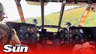 Incredible footage shows inside Ukrainian Attack Helicopter in active combat against Russia