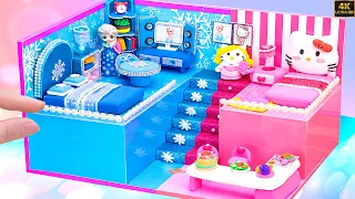 Make Simple House Hello Kitty vs Frozen in Hot and Cold Style Using Cardboard ❄️🔥Miniature House DIY