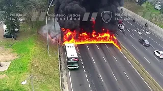 Passengers flee as bus becomes engulfed in flames