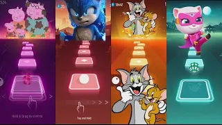 Peppa Pig Team vs Sonic vs Tom and Jerry vs Angela Hank | Tiles Hop EDM Rush!  #2022