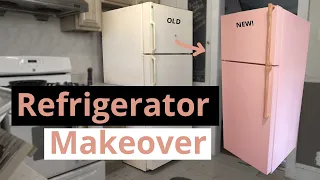 Old Refrigerator Makeover // Paint and Wood Handle