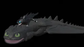 Toothless and a baby night fury animation test