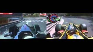 F1 2010 Game compared to real life Kubica - Onboard lap through Monaco