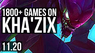 KHA'ZIX vs ELISE (JUNGLE) | 3.1M mastery, 1800+ games, Legendary, 18/4/13 | KR Grandmaster | v11.20