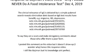 Response to Gojiman food intolerance test video - not a scam