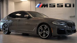 2021 BMW M550i Bernina Grey Amber Metallic on Tartufo Merino Leather