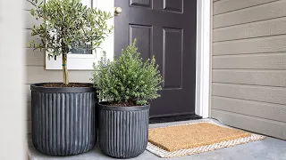 Front Porch Makeover Ideas // DIY Stone Fluted Planter