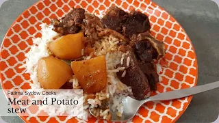 MEAT AND POTATO STEW WITH RICE. TODAY'S LUNCH. YUM.
