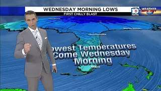 Cold temperatures move into South Florida following rainy afternoon