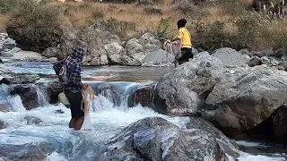 HIMALAYAN TROUT FISHING IN SMALL RIVER OF NEPAL WITH CAST-NET | ASALA FISHING | FISHING IN NEPAL |