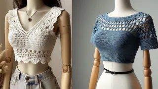 Top Amazing crochet crop top design ideas (sharing ideas create by AI )#crochet #knitting #tutorial