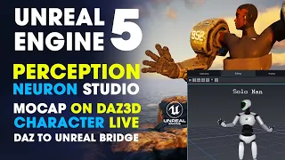 Daz to Unreal Bridge ~ Stream Perception Neuron Studio Suit Mocap data  on a Daz Character in UE5