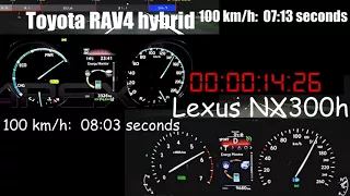 Toyota RAV4 hybrid versus Lexus NX300h acceleration video comparison