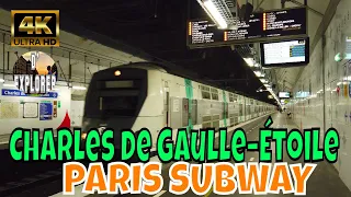 🇫🇷CHARLES de GAULLE–ÉTOILE SUBWAY STATION PARIS,RER A and METRO LINES  【4K】