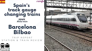 Alvia track gauge changing long distance train from Barcelona to Bilbao in Spain