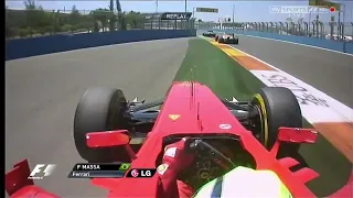 Kamui Kobayashi crash with Felipe Massa European GP 2012