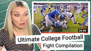 New Zealand Girl Reacts to COLLEGE FOOTBALL BIGGEST FIGHTS COMPILATION!!