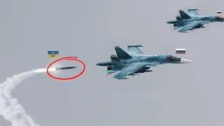 Scary moment! Ukraine downs two Russian Su-34 jets, Russian pilot dies instantly.