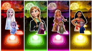 FROZEN ELSA | MOANA | ANNA | TANGLED IN DIFFERENT  DRESSES - TILES HOP EDM RUSH