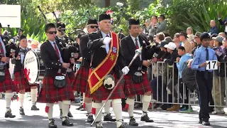 ST GEORGE SUTHERLAND PIPE BAND , ANZAC DAY , 2024 , SYDNEY .