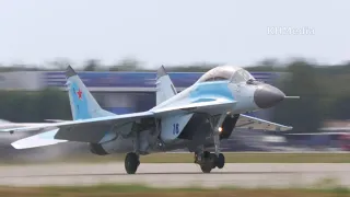 MiG-35 landing and quiet takeoff without afterburner