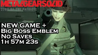 MGS4 | New Game+ | Big Boss Emblem | NO Saves Speedrun in 1h 57m 23s