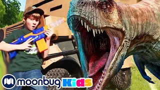 Dinosaur Box Fort Dinonator Adventure | Jurassic Tv | Dinosaurs and Toys | T Rex Family Fun