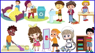 Household chores vocabulary for Kids |Educational Videos For Kids | Daily Routines | kids must know