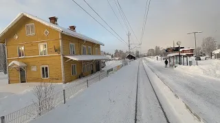 TRAIN DRIVER'S VIEW: Winter wonderland in north Sweden (Östersund-Åre)