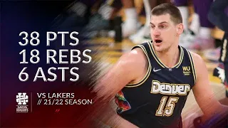 Nikola Jokic 38 pts 18 rebs 6 asts vs Lakers 21/22 season