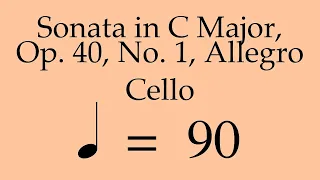 Suzuki Cello Book 4 | Sonata in C Major, Op. 40, No. 1, Allegro | Piano Accompaniment | 90 BPM