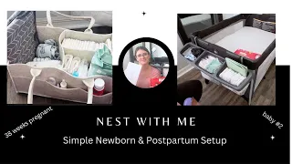 NEST WITH ME | Simple Bedside Nursery Prep & Postpartum Basket | Newborn Essentials for Baby #2