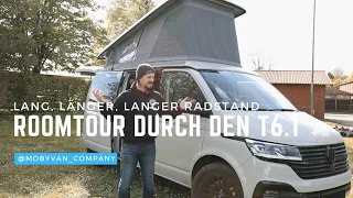 Viel Platz im VW T6.1 CAMPER mit langem Radstand von MOBY VAN