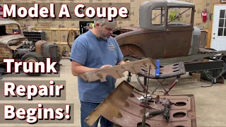 Rusty trunk repair begins! Will muriatic acid remove the rust? Model A coupe Hot Rod build!