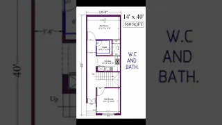 14*40 GHAR KA NAKSHA II 14'x40' 14 X 40 GHAR KA NAKSHA || 560 SQFT HOUSE PLAN  62  GAJ