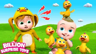 Five Little duckings and babies playing at the park- funny stories