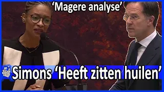 Geëmotioneerde Sylvana Simons 'heeft zitten huilen' v Mark Rutte Debat eindverslag informateur