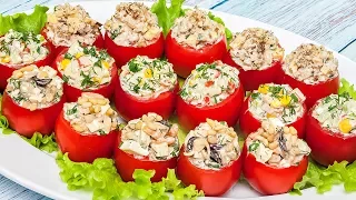 Праздничная закуска «фаршированные помидоры», 3 вкусных рецепта!