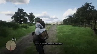 Arthur gives a lady a ride to Emerald Ranch