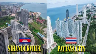 PATTAYA🇹🇭 vs SIHANOUK🇰🇭 View Capital of Cambodia and Thailand Building Construction Skyscraper 2024