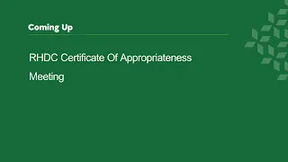 RHDC Certificate of Appropriateness Committee - January 26, 2023