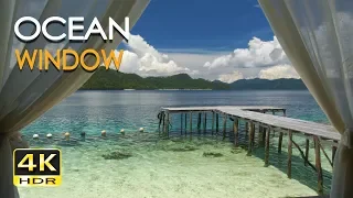 4K HDR Ocean Window - Tropical Sea View - Relaxing Lapping Wave Sounds - Ultra HD Nature Video